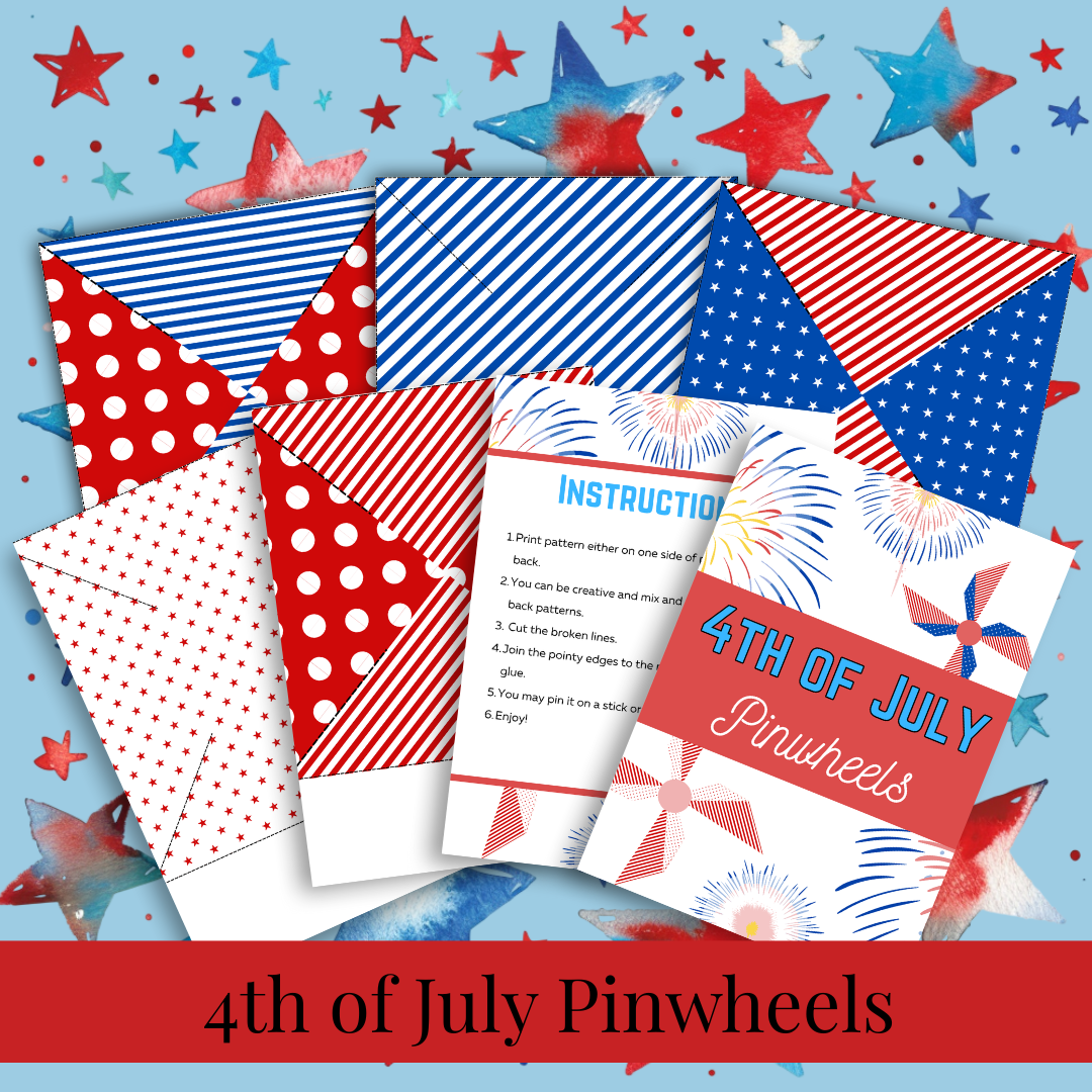 4th of July Printable Activity Pack for Kids 🇺🇸 | Busy Book + Crafts + Banner + Hat + Pinwheel | Patriotic Preschool Fun