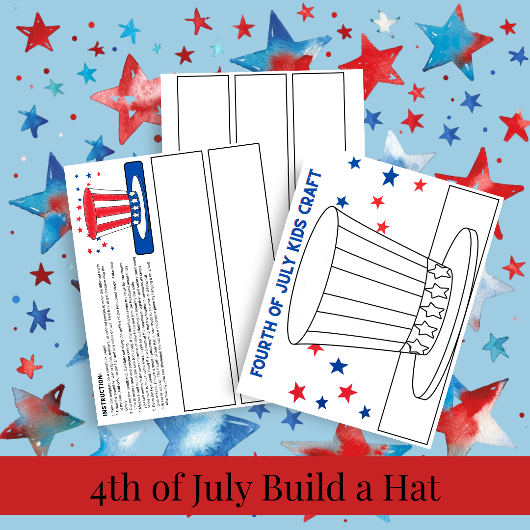 4th of July Printable Activity Pack for Kids 🇺🇸 | Busy Book + Crafts + Banner + Hat + Pinwheel | Patriotic Preschool Fun