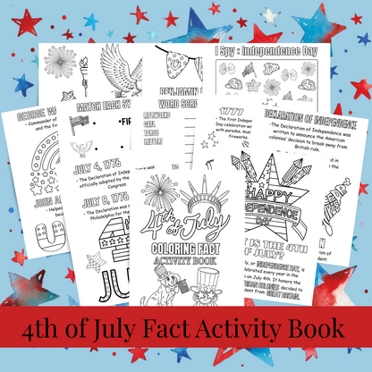 4th of July Printable Activity Pack for Kids 🇺🇸 | Busy Book + Crafts + Banner + Hat + Pinwheel | Patriotic Preschool Fun
