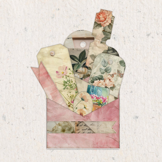 Cottagecore Loaded Tag Ephemera Kit – Printable Junk Journal Tags & Pockets